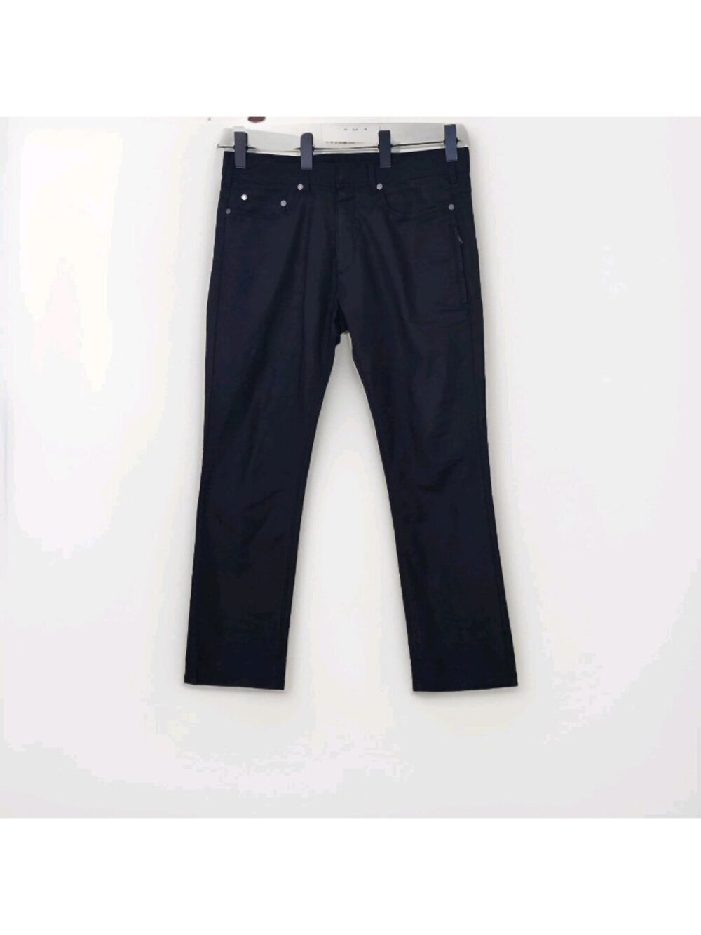 Neil Barrett Slim Fit Pants Men 33 x 28 Black Cotton Stretch Mid Rise Italy Edgy